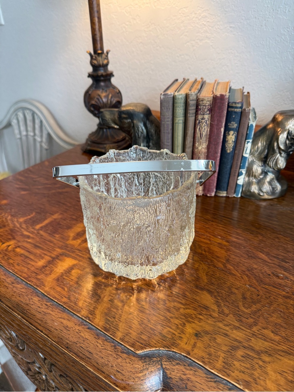 MCM Littala “Seita” Icicle Glass Ice Bucket by Tapio Wirkkala Chrome Handle - Picture 14 of 17